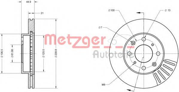 Тормозной диск METZGER 6110454