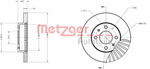 Тормозной диск METZGER 6110654