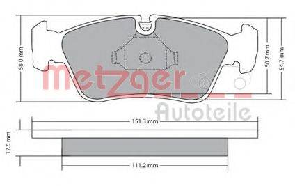 METZGER 1170019 Комплект тормозных колодок, дисковый тормоз