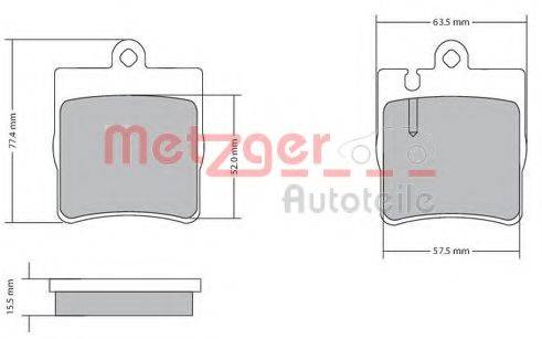 Комплект тормозных колодок, дисковый тормоз METZGER 1170064