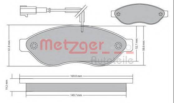Комплект тормозных колодок, дисковый тормоз METZGER 1170073