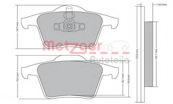 Комплект тормозных колодок, дисковый тормоз METZGER 1170180