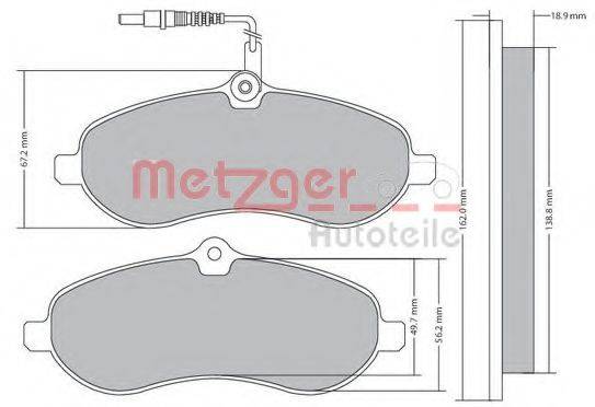 Комплект гальмівних колодок, дискове гальмо METZGER 1170228