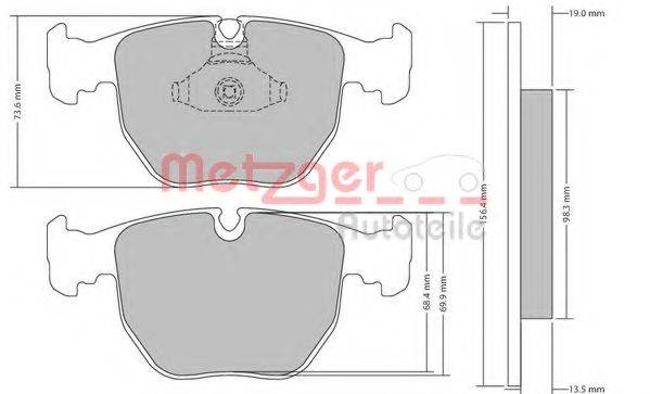 Комплект тормозных колодок, дисковый тормоз METZGER 1170238