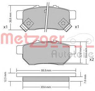 METZGER 1170272 Комплект тормозных колодок, дисковый тормоз
