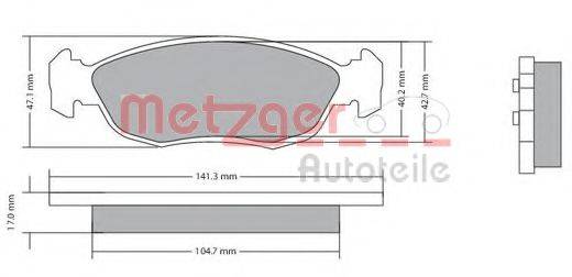 Комплект тормозных колодок, дисковый тормоз METZGER 1170578