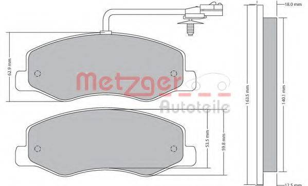 METZGER 1170595 Комплект гальмівних колодок, дискове гальмо