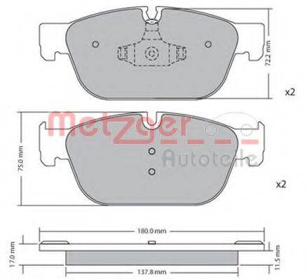 METZGER 1170619 Комплект тормозных колодок, дисковый тормоз