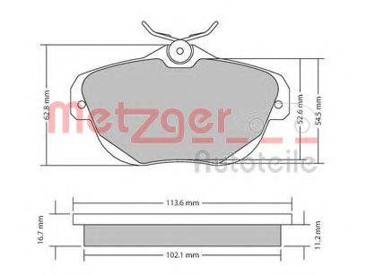 Комплект тормозных колодок, дисковый тормоз METZGER 1170653