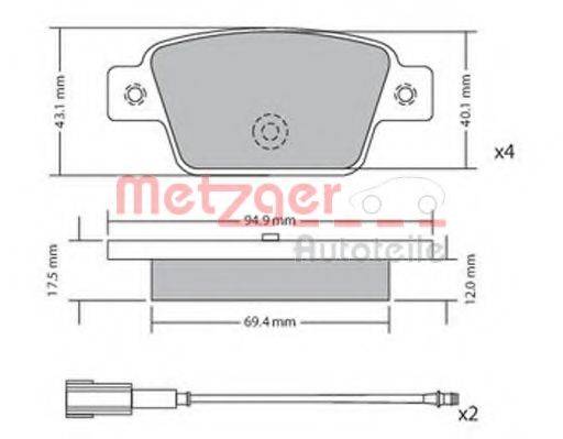 METZGER 1170682 Комплект тормозных колодок, дисковый тормоз