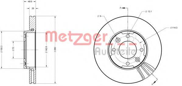 Тормозной диск METZGER 6110636