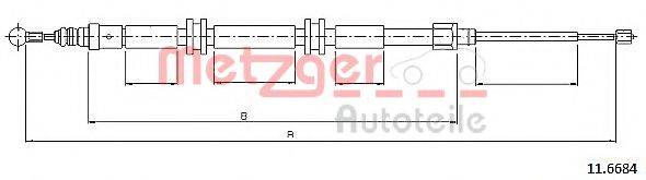 Трос, стояночная тормозная система METZGER 11.6684