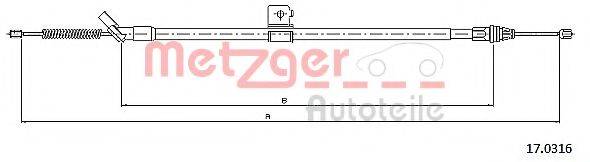 METZGER 170316 Трос, стояночная тормозная система